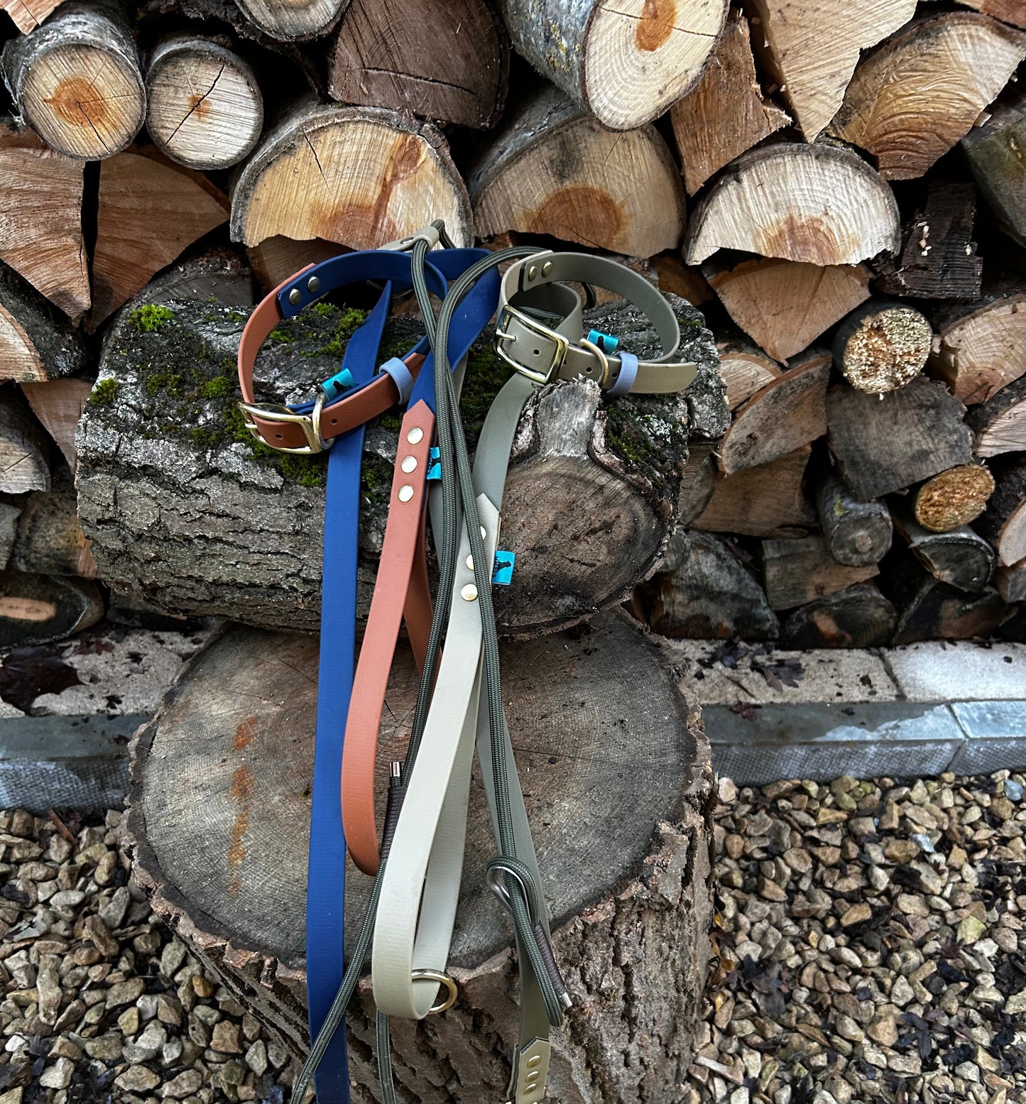 Navy and Tan BioThane lead