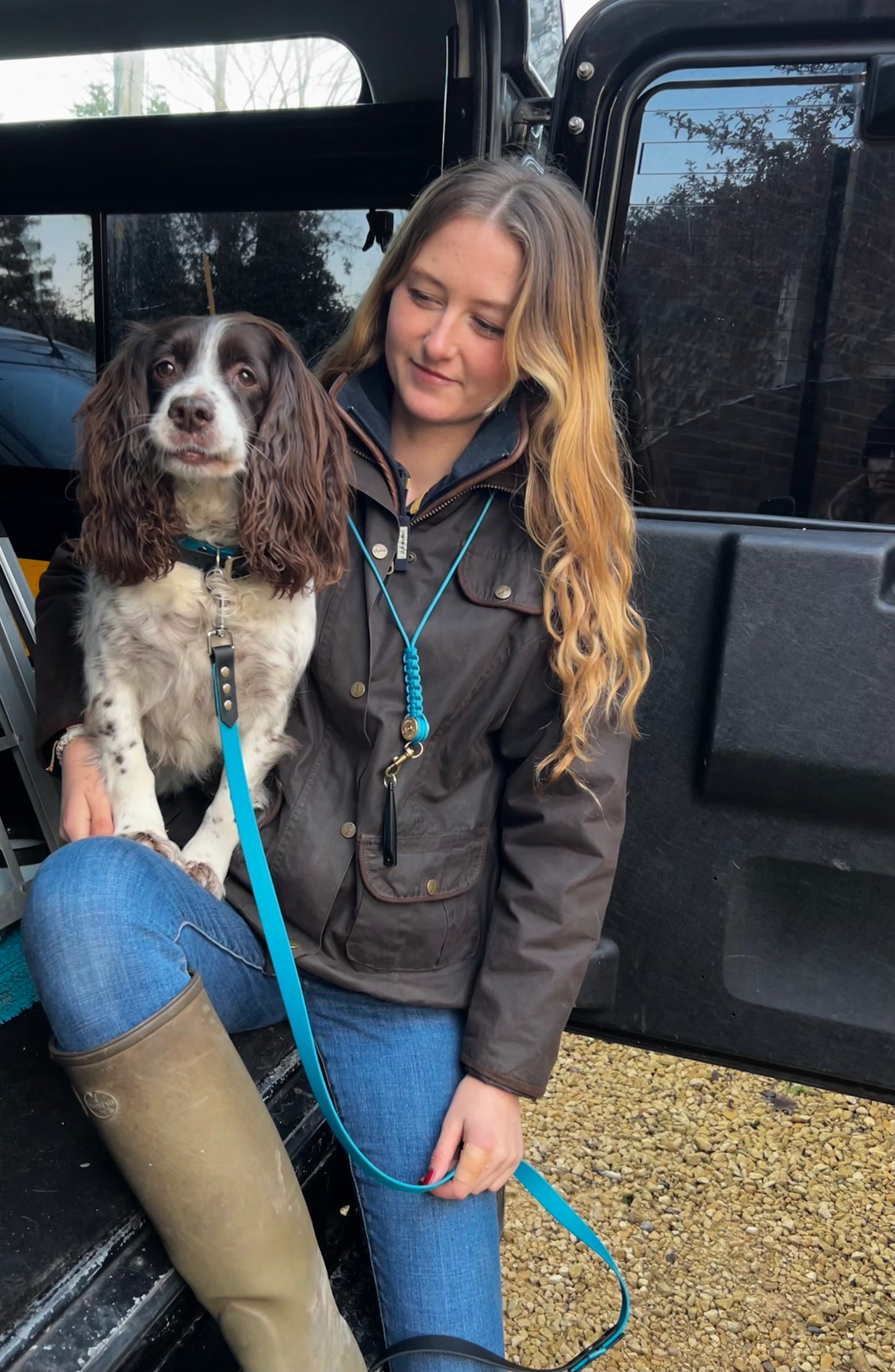 Cyan and Navy Biothane lead